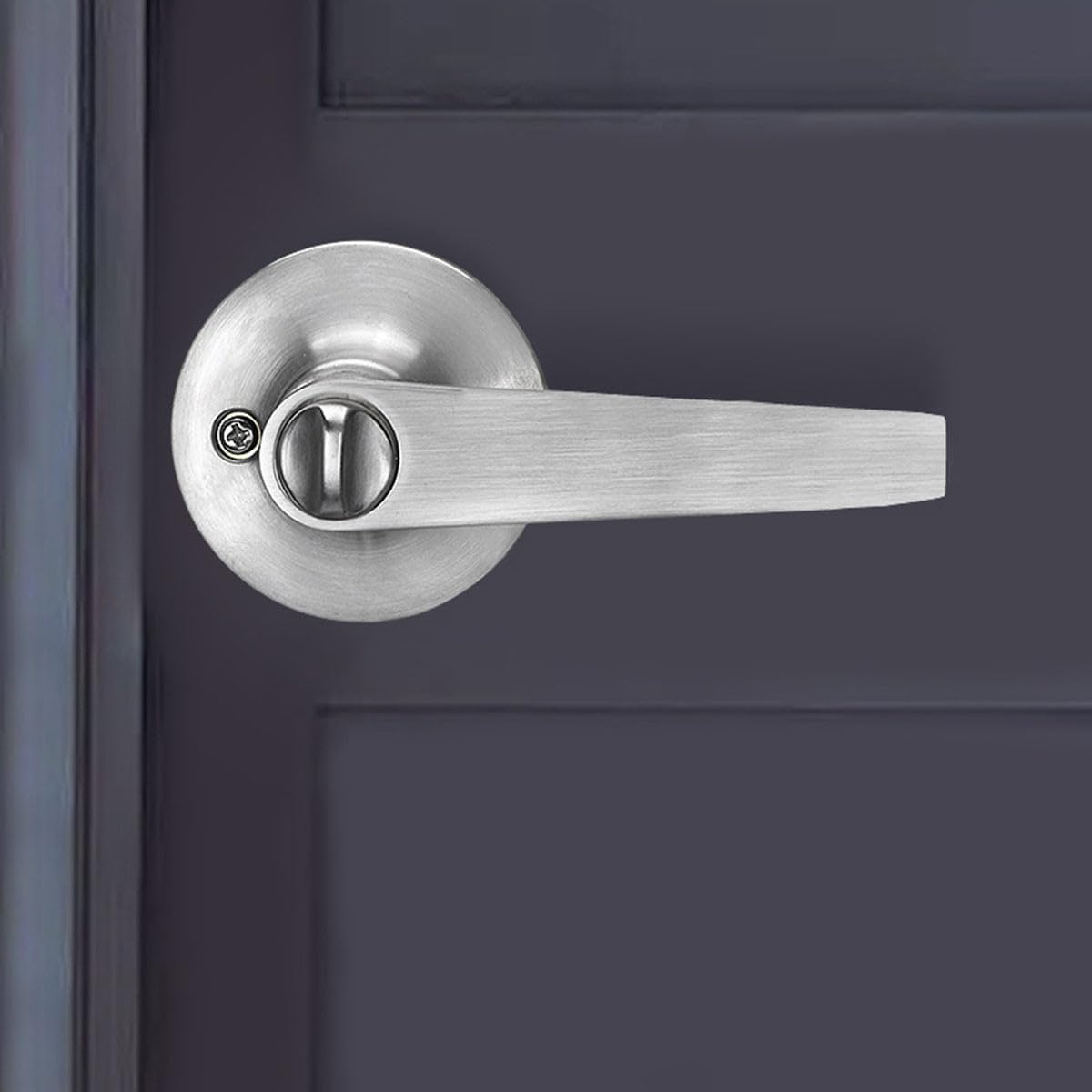 Healeved Serrure de Porte Intérieure en Alliage de Zinc Poignée 3 Barres Solide Serrure de Porte de Chambre et Salle de Bain Sécurité Domicile Installation Facile Résistance à L’Usure