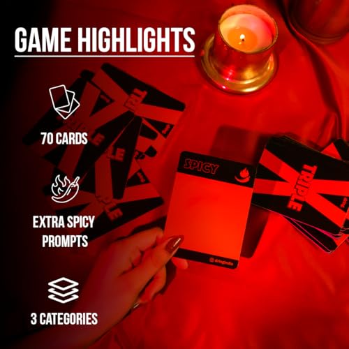 Image of Dring Ultimate Naughty Card Game for Couples - Triple Naughty Cards | Adult, 70 Cards & 3 Exciting Categories | Dare Based ActionCards | Truth & Dare Couple Game| Date Night & Romantic Gift
