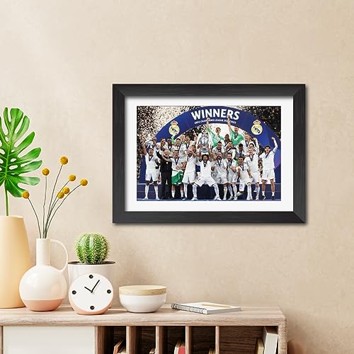 Image of TenorArts Real Madrid Champions League Poster UCL 2022 Trophy Celebration Wall Photo Frame Painting with Matt Finish Black Texture (12 inches x 9inches)