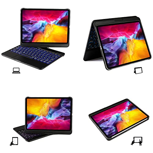 Lenrich Ipad Pro 11 4Th Keyboard Case 2022 Ipad Air 5Th Generation Smart Trackpad 7 Color Backlight 360 Touchpad Compatible With 10.9 Ipad Air 4Th Gen Ipad Pro 11 Inch 1St/2Nd/3Rd 2021 #TOP3