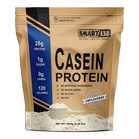 Smart138 100% Pure Micellar Casein Protein, No Junk No Fillers - Cold Processed, Gluten-Free, RBST/rBSH-Free, Non-GMO, USA, Keto, Zero Carb, Natural BCAAs (1000g / 2.2lbs, Unflavored) Cover