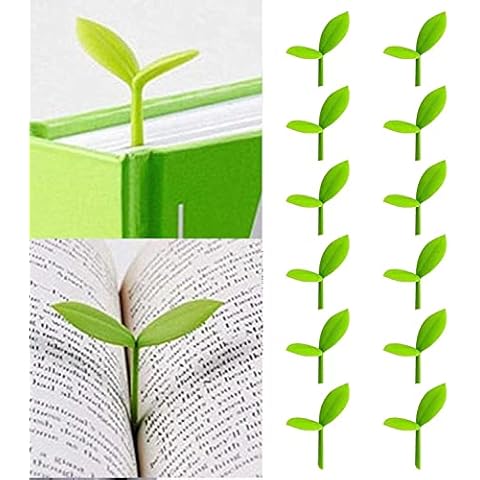 Sprout Little Green Bookmarks Silicone Grass Buds Creative Green Bookmarks, Gifts for Book Lovers Reading, Set of 32 Cover