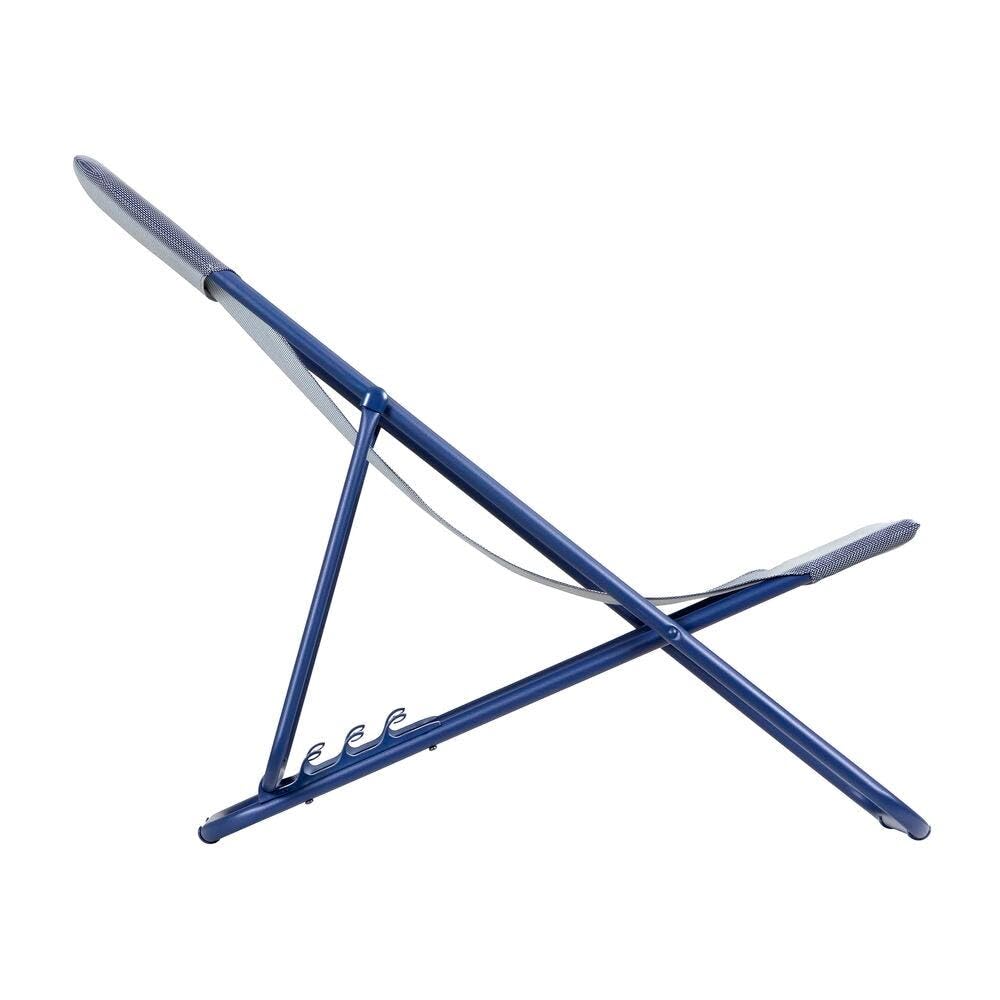 Lafuma MOBILIER - Lot De 2 Transats Jardin Pliants Multi-Positions - Maxi Transat - Batyline® Iso - Bleu Indigo - Fabriqué en France - BDL0004_9940 - Garantie 5 Ans - L.83xl.62xH.91cm