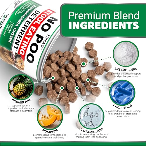 Image of YUMA'S No Poo Chews for Dogs - 170 Treats - Coprophagia & Stool Eating Deterrent for Dogs - Stop Eating Poop for Canine - Probiotics & Digestive Enzymes Supplement - Gut Health - Made in USA