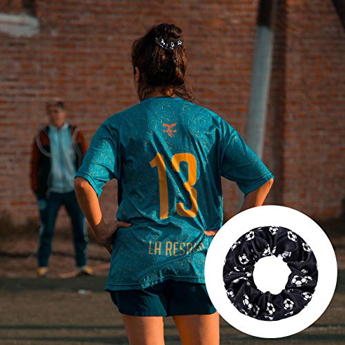 20 Pieces Soccer Hair Scrunchies Soccer Sport Hair Ties Soccer Elastic Silk Satin Scrunchies Soccer Hair Accessories Soccer Scrunchies For Girls, Women, Player Team,Christmas (White, Black) #TOP5
