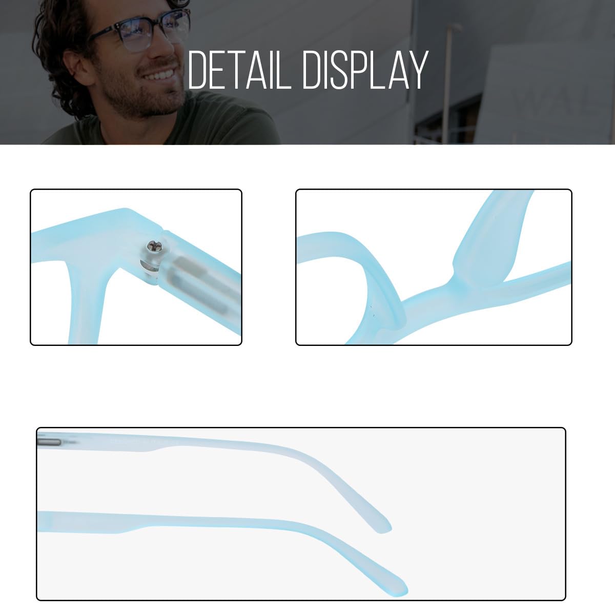 Poshh Eyewear Zero Power Blue Square Frames for men and women | Light Weight TR Frame | UV Protection Eyeglasses | (New blue) 2