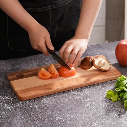 Image of CONSDAN Narrow Cutting Board for Kitchen, Small Wood Cutting Board Hardwood Chopping Board for Meat, Vegetables, Fruits, Bread, and Cheese, 14 x 7 x 10 /16 in