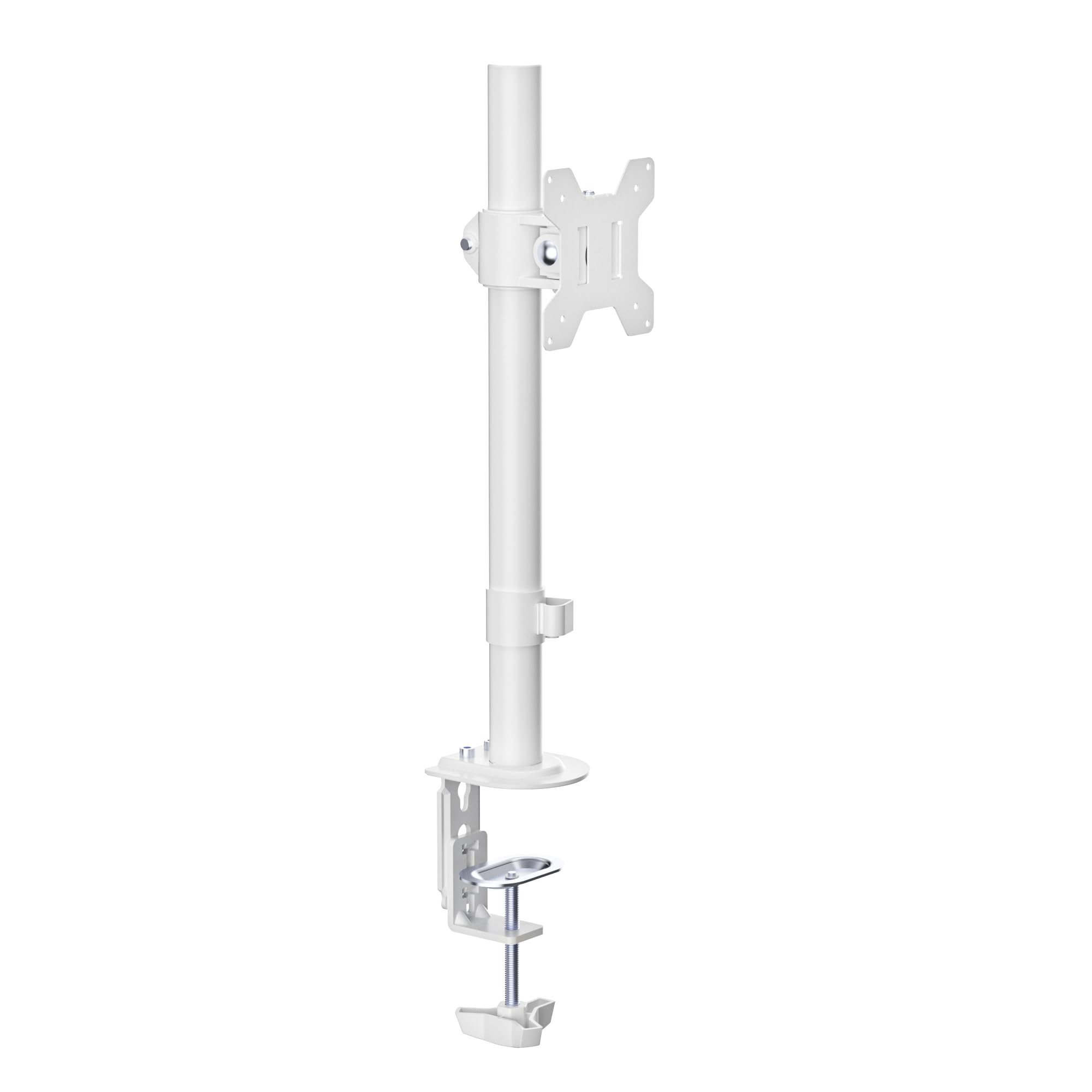 Pholiten Soporte de monitor para pantallas de 13 a 32 pulgadas de hasta 10 kg, soporte ajustable para monitor, inclinable, giratorio, VESA 75 x 75 mm/100 x 100 mm, color blanco (blanco)