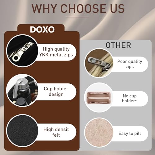 Image of Doxo Longchamp Organizer Insert Medium, Felt Bag Organizer with Cup Holderp,Suitable for Le pliage M Tote Bag and More(Black,M)