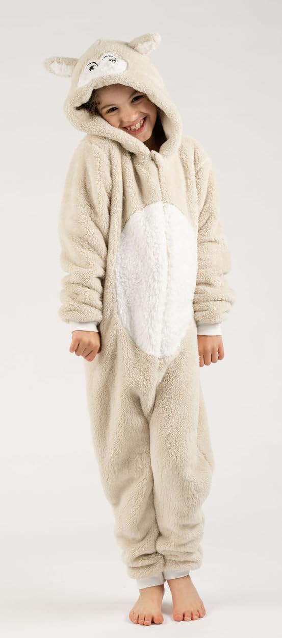 Tutina da pecora per bambini con coda, super morbida, in pile