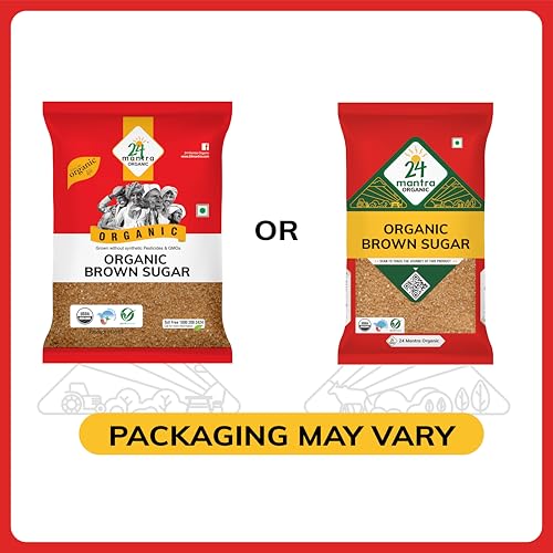 Image of 24 Mantra Demerara Sugar /Bura Sugar /Brown Sugar /Brown Chini - 500gms | Pack of 1 | 100% Organic | Chemical Free & Pesticides Free | Solvent-free | Ideal for Bakery & Confectionary
