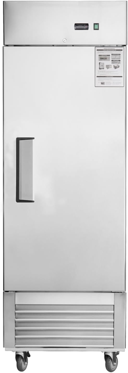 27" W Commercial Refrigerator,33℉ ~39℉,18.68 Cu.Ft Single Door Reach-In Stainless Steel Upright Refrigerators for Restaurant Shop Wholesale Market Kitchen Garage School