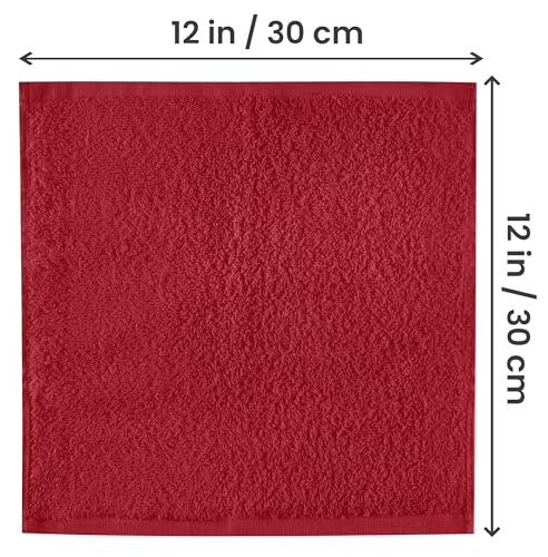 Image of Utopia Towels 24 Pack Cotton Washcloths Set, 100% Ring Spun Cotton, Premium Quality Flannel Face Cloths, Highly Absorbent and Soft Feel Fingertip Towels, Red