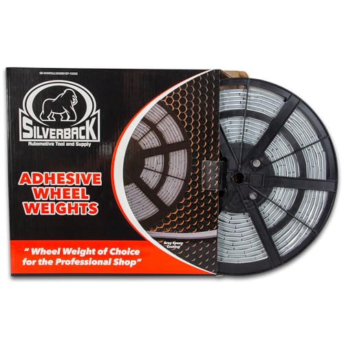 Silverback 1/2 oz Grey Steel Adhesive Tape Wheel Weights with EZ Peel Tape. Designed for the Professional Tire Dealer. Cars Trucks SUVs & Motorcycles. 10lb Roll .50 oz Grey Tape Weight