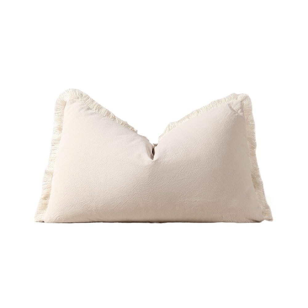 Fgujsur Beige-30X50cm Cushion Covers Throw Pillow Cover For Sofa Living Room Tassel Decorative Cushion 30X50 45X45 50X50 Breathable Pillowcase Soft(Beige-30X50cm)