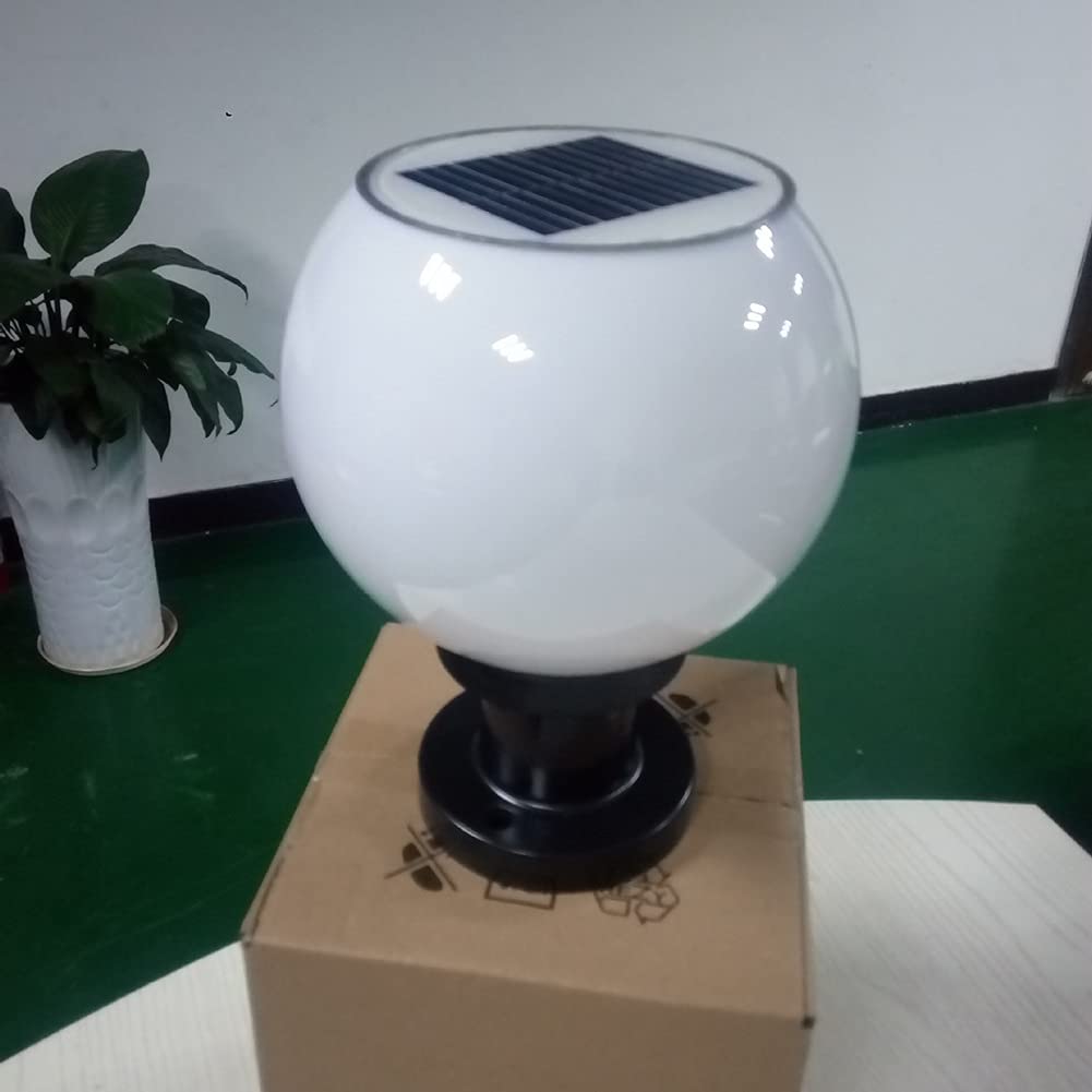 Światła słupkowe na zewnątrz, światła ogrodowe oświetlenie tarasu solarne zaślepka kula w kształcie kuli na zewnątrz ogród solarna lampa filarowa wodoodporna lampa biurkowa LED światła ścieżki oświetlenie krajobrazu