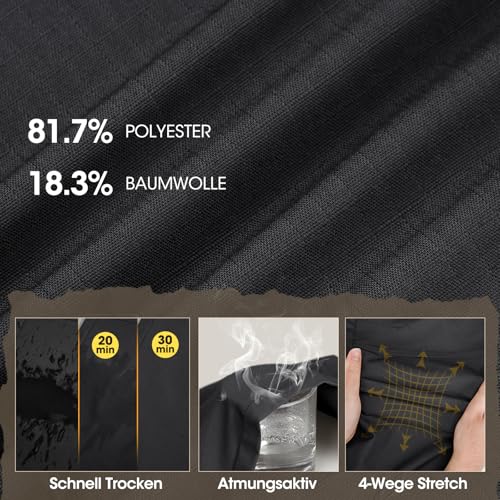 IGOLUMON Arbeitshosen Männer Cargohose Herren Stretch mit Vielen Taschen Outdoorhose Taktische Hose Herren mit Halbelastischer Bund