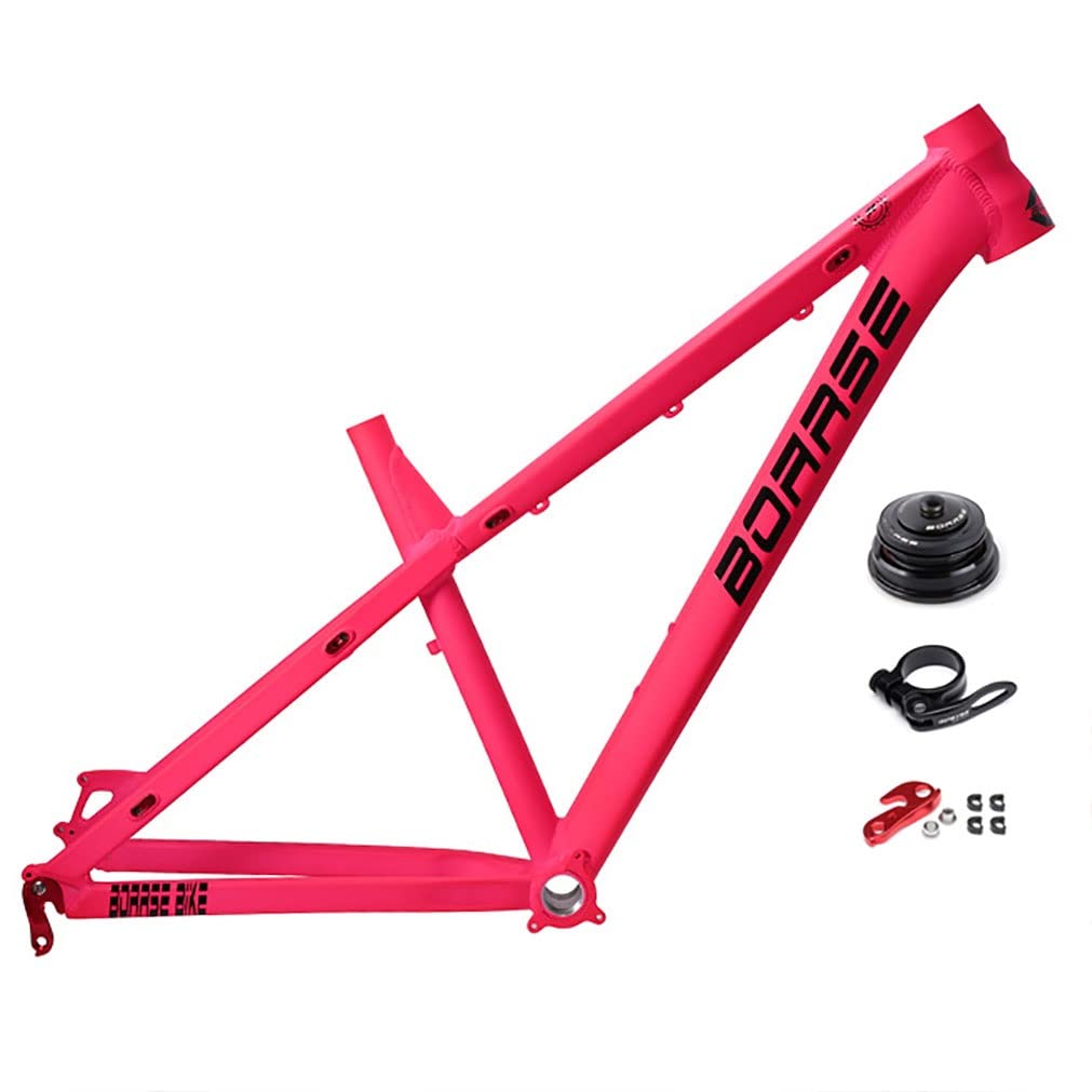26er 27.5er Mountain Bike Frame Hardtail DH/XC/AM Bike Frame 17'' Disc Brake Aluminum Alloy Frame QR 135mm (Color : Pink, Size : 26x17'')