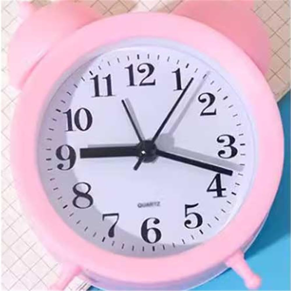 Reloj de viaje con alarma analógica redondo lindo reloj de escritorio para decoración de mesa para sala de estar, dormitorio, oficina, escuela, regalo, funciona con pilas, fácil de