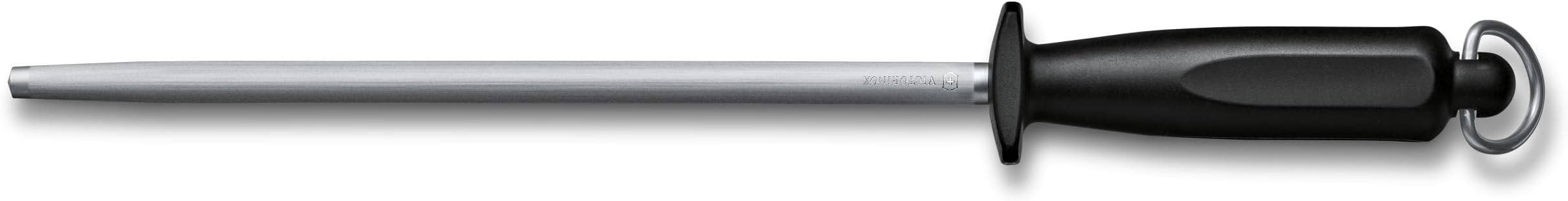 Medium Fine Cut Round Kitchen Sharpening Steel, 25 cm Length, Black