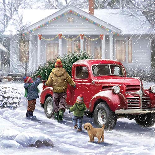 Lonmo Art Christmas Diamond Painting Kit, DIY Christmas Snow Scene Diamond Painting Kits for Adults and Beginner(Diamond Painting Christmas,16x16Inch)