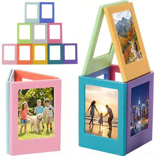 GWEOR Marco de Foto Magnético Mini, Pack de 10, Colores Aleatorios, 6,5x8,8 cm, Marco Magnético Nevera, Imán Foto Polaroid, Compatible con Fujifilm Instax Mini 11/9/8