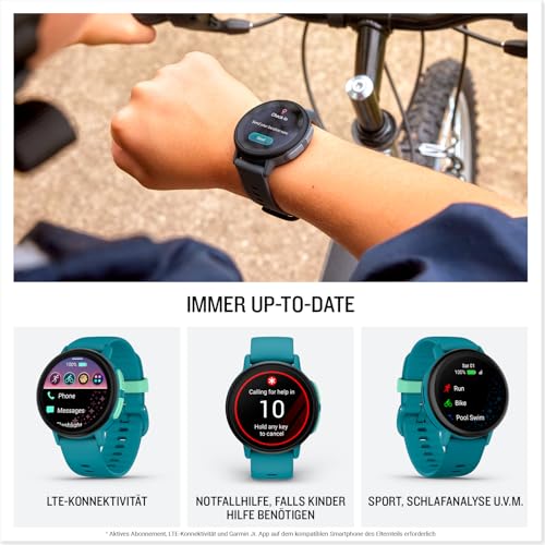 Garmin Bounce 2 (43mm) - LTE Smartwatch für Kinder, 1,2 AMOLED Touchdisplay, bis zu 2 Tage Akkulaufzeit, Schulmodus, Sport-Apps, Standortbestimmung in Echtzeit & LTE-Telefonie (ABO erforderlich)