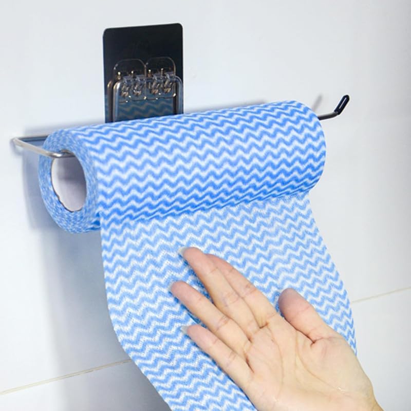 Image of Non-Woven Kitchen Towel Roll | Blue | 240 Pulls | 80 Pulls x 3 Rolls | Washable, Eco-Friendly, Disposable Cleaning Towels for Home, Office, and Kitchen Use | Soft & Highly Absorbent