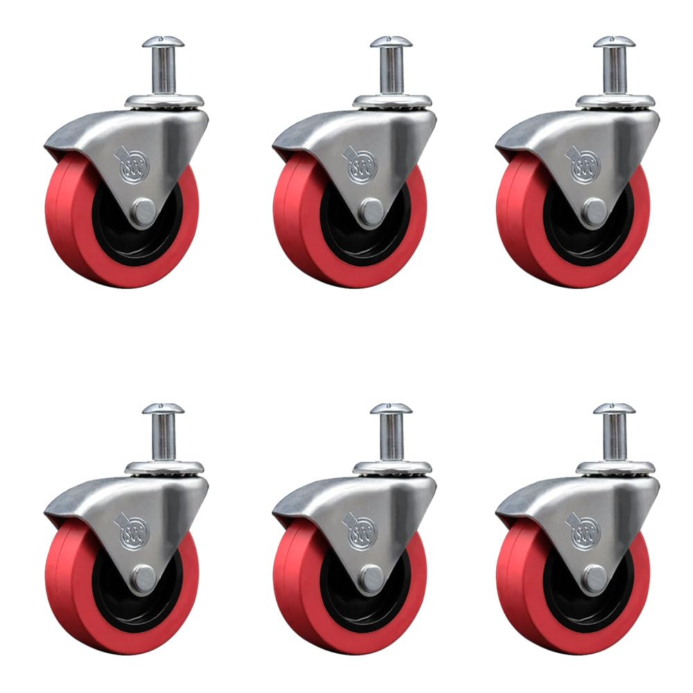 Polyurethane Swivel 6 Pack 2.5" Low Profile Swivel Caster Wheel for Creeper Service Cart - Service Caster Brand