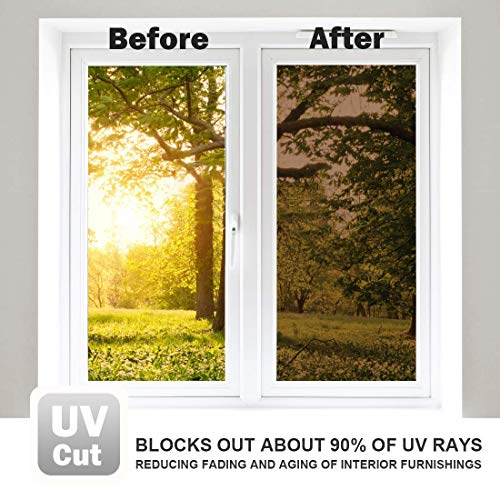 WPCTEV Reflective Window Film Mirror One Way Daytime Privacy Anti UV Static Cling Window Film Removable Decorative Screen Stickers Brown & Silver 6 Mil 35.4 Inch x 20 Feet