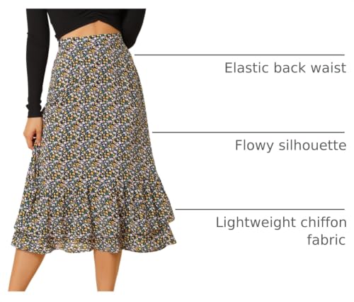 Image of Allegra K Women's Printed Skirt 2025 Weekend Trendy Summer Chiffon Ruffle Tiered Flowy Midi Skirts