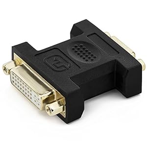 deleyCON DVI-I naar VGA Koppeladapter – DVI-I Bus naar VGA Bus – 2 Kabels Verbinden VGA DVI – Vergulde Plug Contacten – Zwart