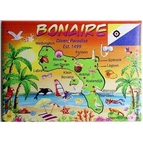 Bonaire Map Caribbean Souvenir Fridge Magnet Cover
