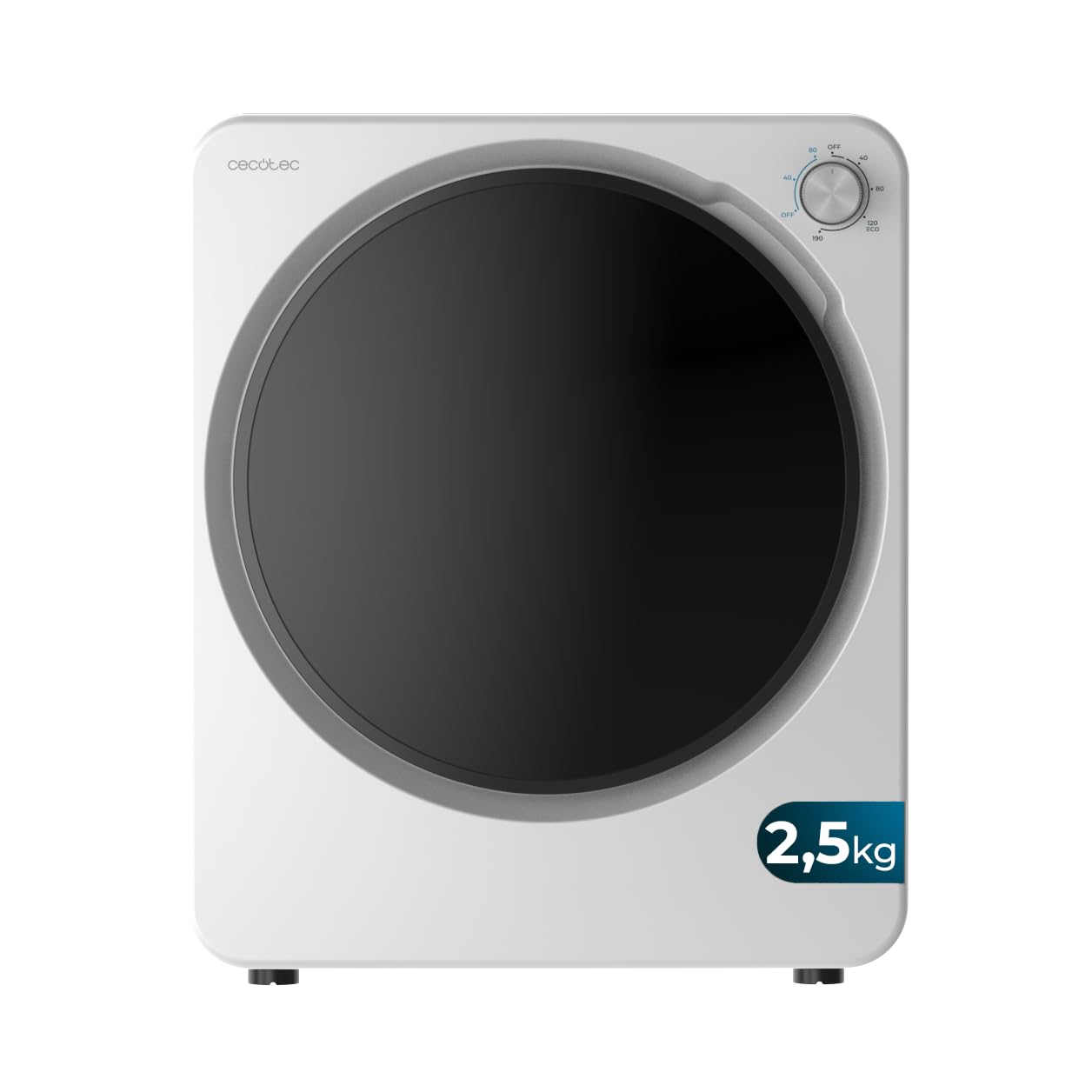 Cecotec Mini Secadora de Evacuación 2,5Kg Bolero DressCode Dry 3150V. 950W, 6 Programas, Programa ECO, Control Knob Intuitivo, Secado Rápido y Eficiente, Ideal Espacios Pequeños, Blanco - 1