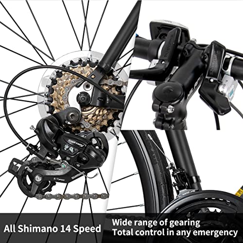 Hiland 700C Road Bike Aluminum Frame,Shimano 21 Speeds, 49/53/57cm Frame, Racing Bike for Mens Womens red/black/green - Image 7