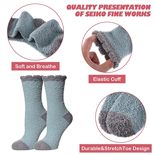LINEMIN Womens Fuzzy Socks Cozy Fluffy Winter Warm Slipper Socks Microfiber Soft Home Sleeping Socks