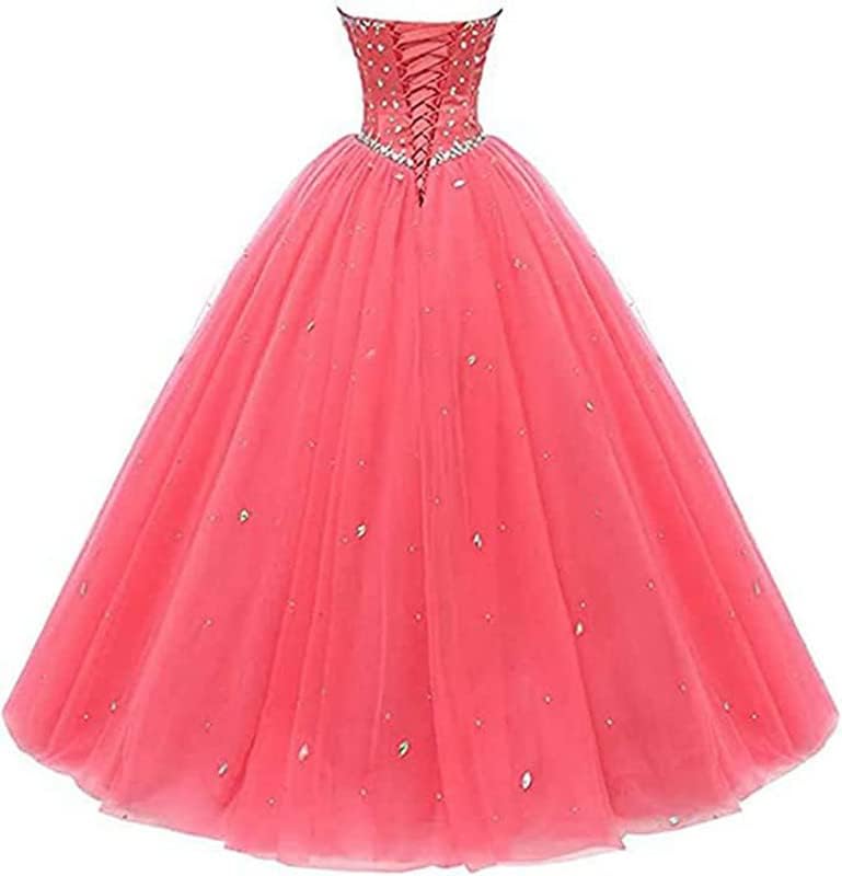 Image of Likedpage Women's Sweetheart Ball Gown Tulle Quinceanera Dresses Prom Dress