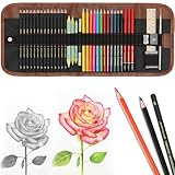 Heshengping, Sketching Pencil Set Drawing Pen Charcoal Sketch Kit Cover Graphite Charcoal Watercolor Pencils Paper Erasable Pen Beginners Artist Children and Adults(39pcs Art Supplies)