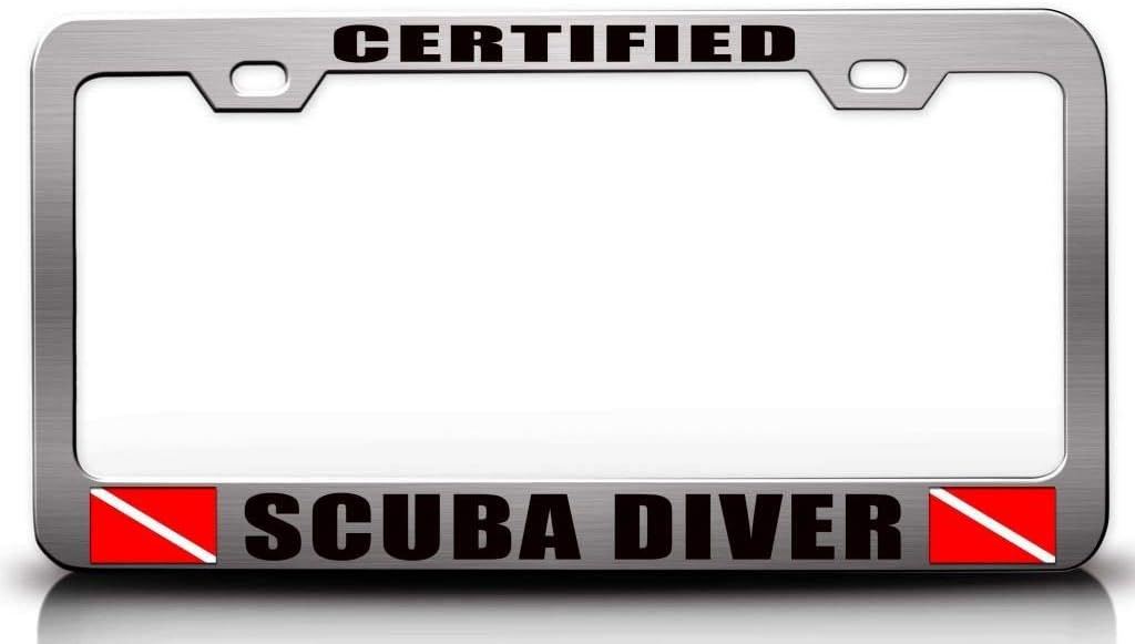 Certified Scuba Diver Scuba Diving Metal Car SUV Truck License Plate Frame Ch w85