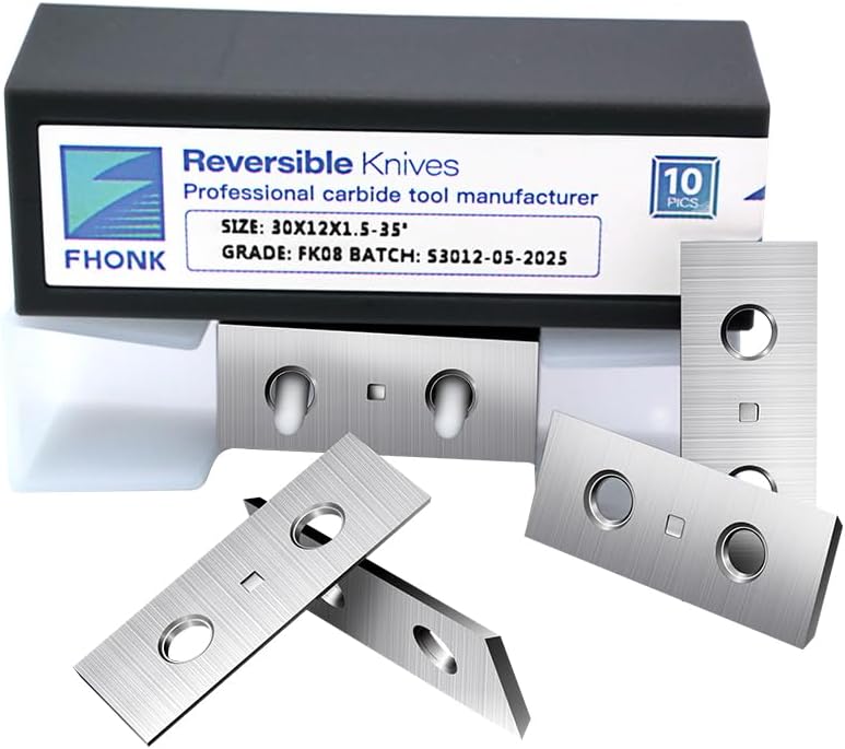 30mm Carbide Reversible Knives, 30x12x1.5mm, 35 Degree, 10-Piece Set, Woodturning Planer Replacement Cutters (30x12x1.5-35°)