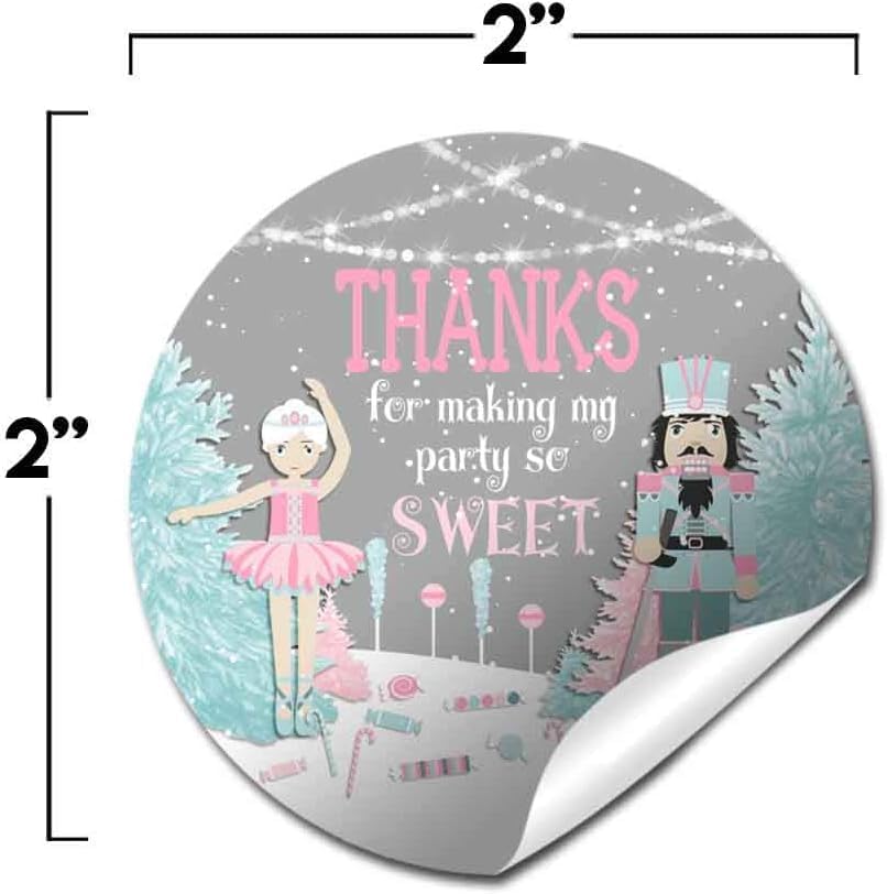 Nutcracker Land of Sweets Holiday Christmas Thank You Sticker Labels, 40 2" Party Circle Stickers by AmandaCreation, Great for Party Favors, Envelope Seals & Goodie Bags - Image 7