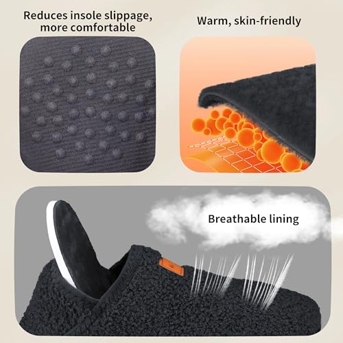 Women's Men's Fuzzy Fur Slippers Casual House Shoes Non Slip Barefoot Slipper Socks Warm Closed Back Indoor Outdoor Shoes3