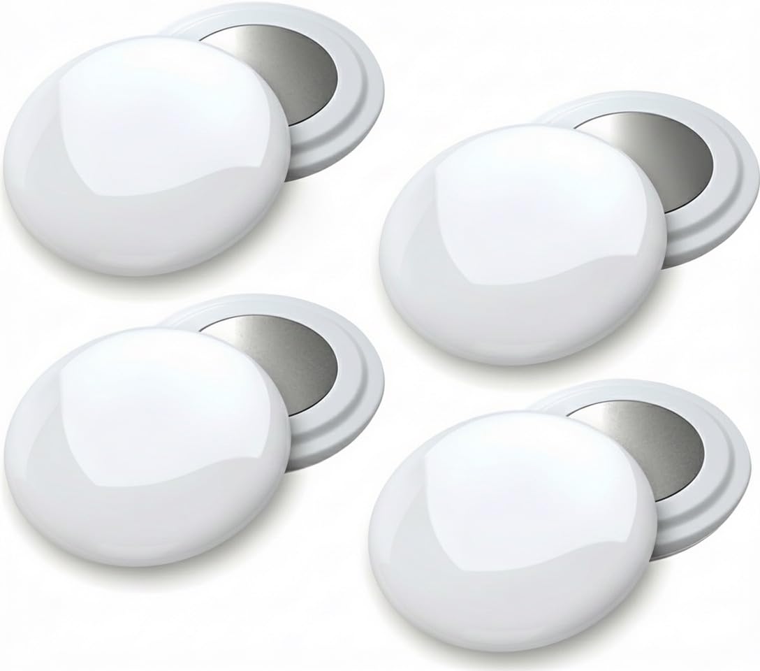 Pack de 4 Imanes Deportivos con Bolsa Impermeable - Imanes Sujeta Dorsales para Running y Triatlón 18mm - Sujeción Segura Sin Agujeros en la Ropa - Color Blanco