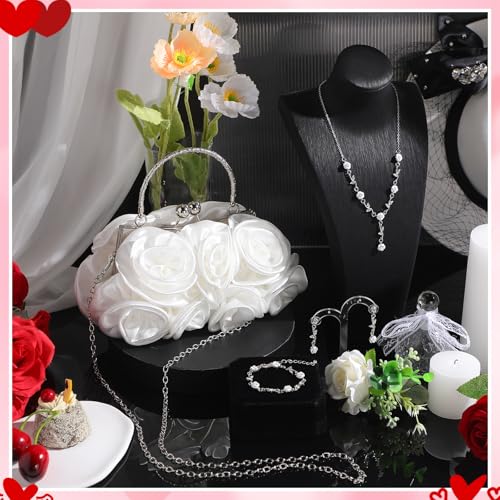 Image of Hicarer 5 Pcs Women Rose Clutch Purse Rose Jewelry Accessories Set
