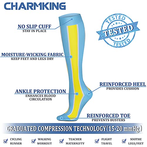 Image of Compression Socks (7 Pairs), 15-20 mmhg is BEST Graduated Athletic & Medical for Men & Women, Running, Flight, Travel, Nurses, Pregnant - Boost Performance, Blood Circulation