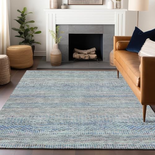 Addison Rugs Chantille ACN1634 Blue 9' x 12' Indoor/Outdoor, Machine Washable, Easy Clean, Non Shedding, Bedroom, Living Room, Dining Room, Kitchen, Patio Rug