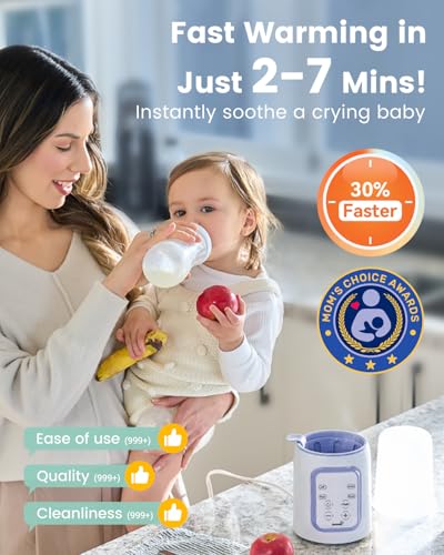 Image of Grownsy Bottle Warmer, 8-in-1 Fast Baby Bottle Warmer for Breastmilk or Formula, Smart Temperature Control and Automatic Shut-Off Milk Warmer, Baby Essentials for Newborn- Purple