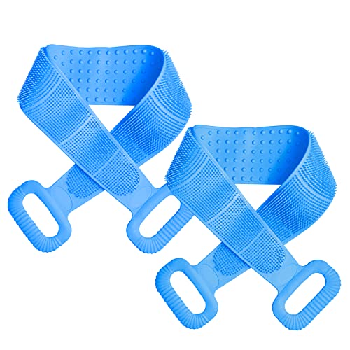 Brosse de Douche pour le Corps en Silicone,Épurateur de Corps en Silicone Exfoliant pour le dos de la Ceinture,Brosse de Bain Silicone pour Douche Spa Massage(2 Pièces) Cover