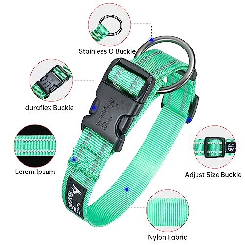 EXCELLENT ELITE SPANKER Reflective Dog Collar Classic Breathable Nylon Adjustable Pet Collar with Quick Release Buckle for Boy Girl Male Female Puppies Small Medium Large Dogs Training(GRN-M) - Image 3