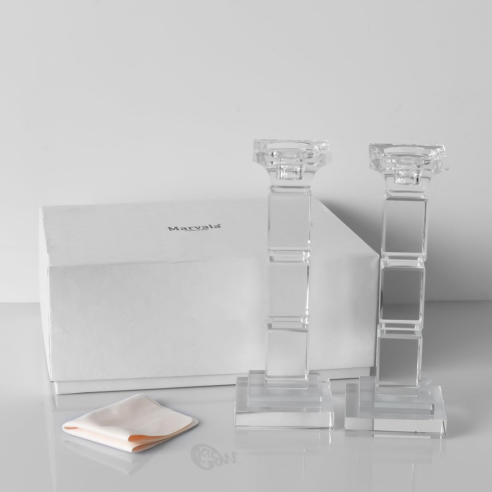 Kristall Kerzenhalter Set, 2 Stück, Dual-Use für Stumpenkerzen & Teelichter, Moderner Leuchter mit elegantem Design als Tischdeko für Hochzeit, Wohnzimmer & Restaurant